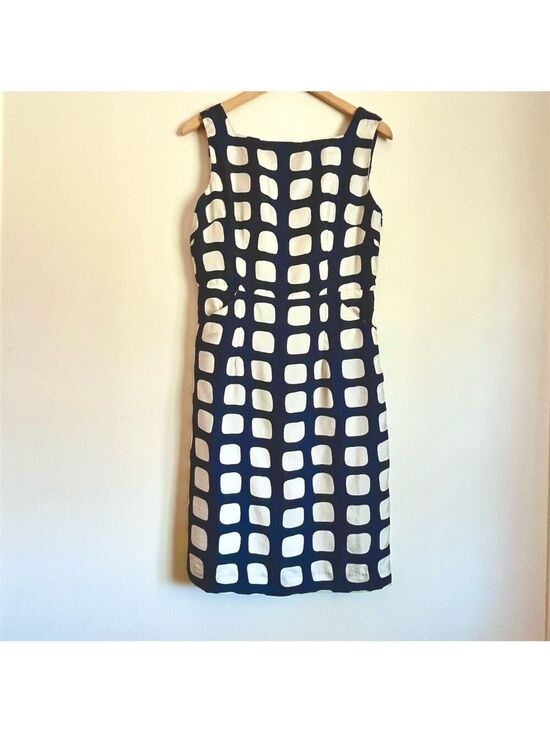 Milly Dresses & Skirts - Milly of New York 100% Silk Navy White Geometric Sheath Dress Size 6/8 Italian
